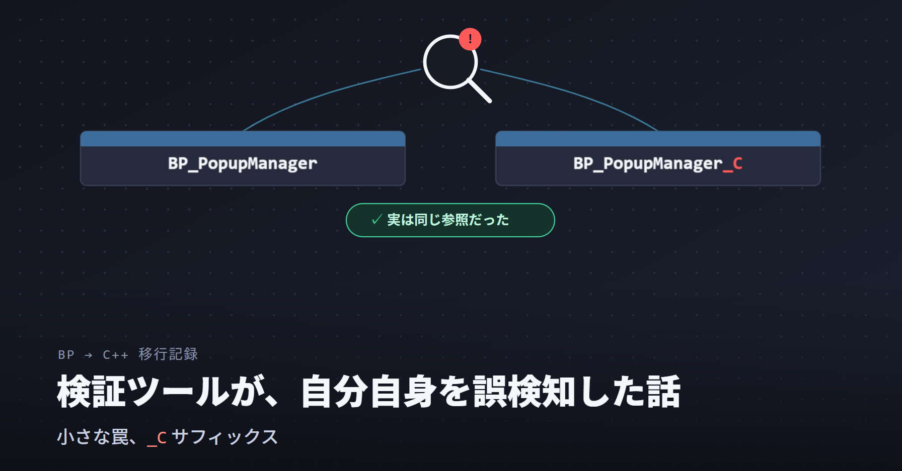 Blueprint→C++変換で実際に踏んだ誤検知——「_C」サフィックスという小さな罠